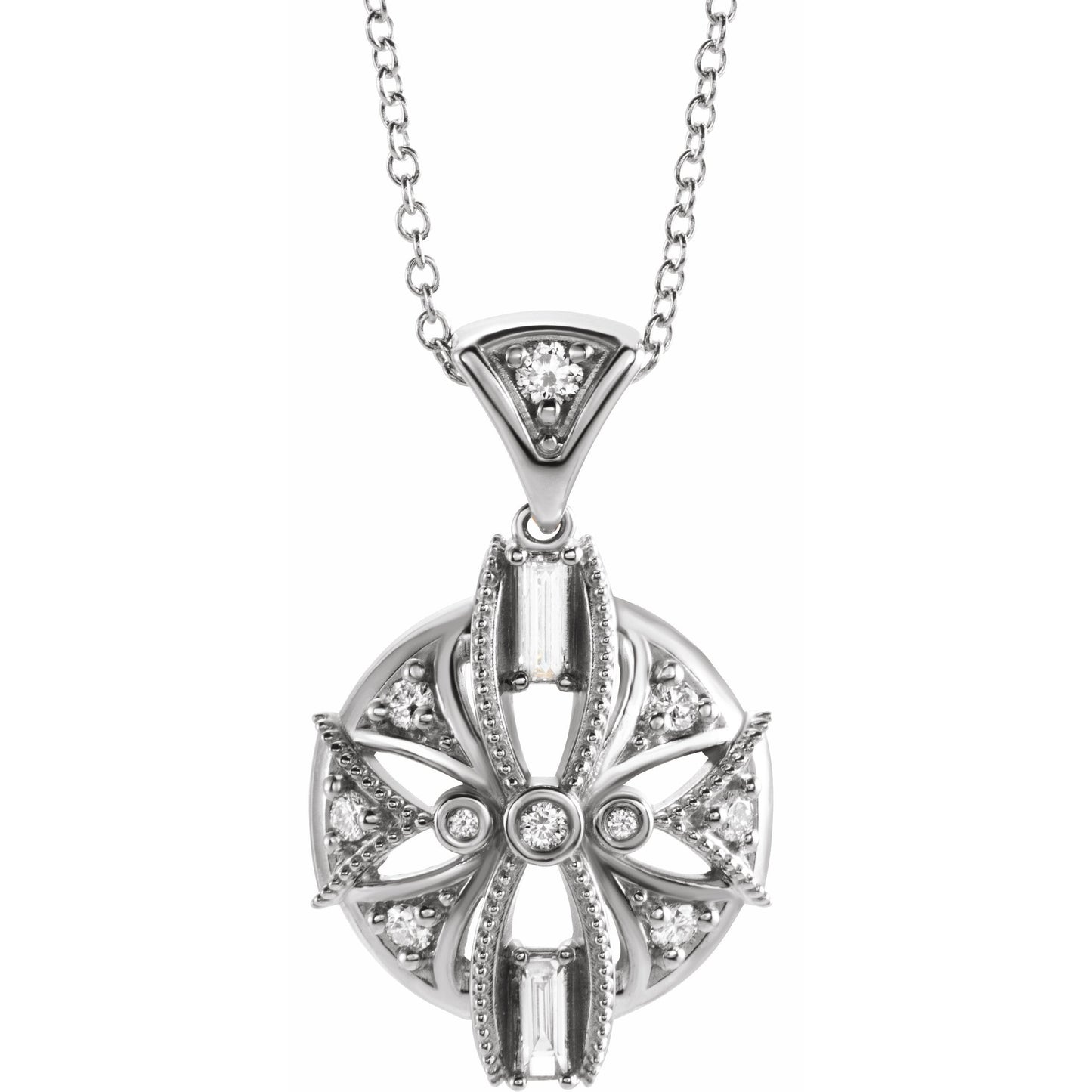 14K White 1/4 CTW Diamond Vintage-Inspired 16-18 Necklace