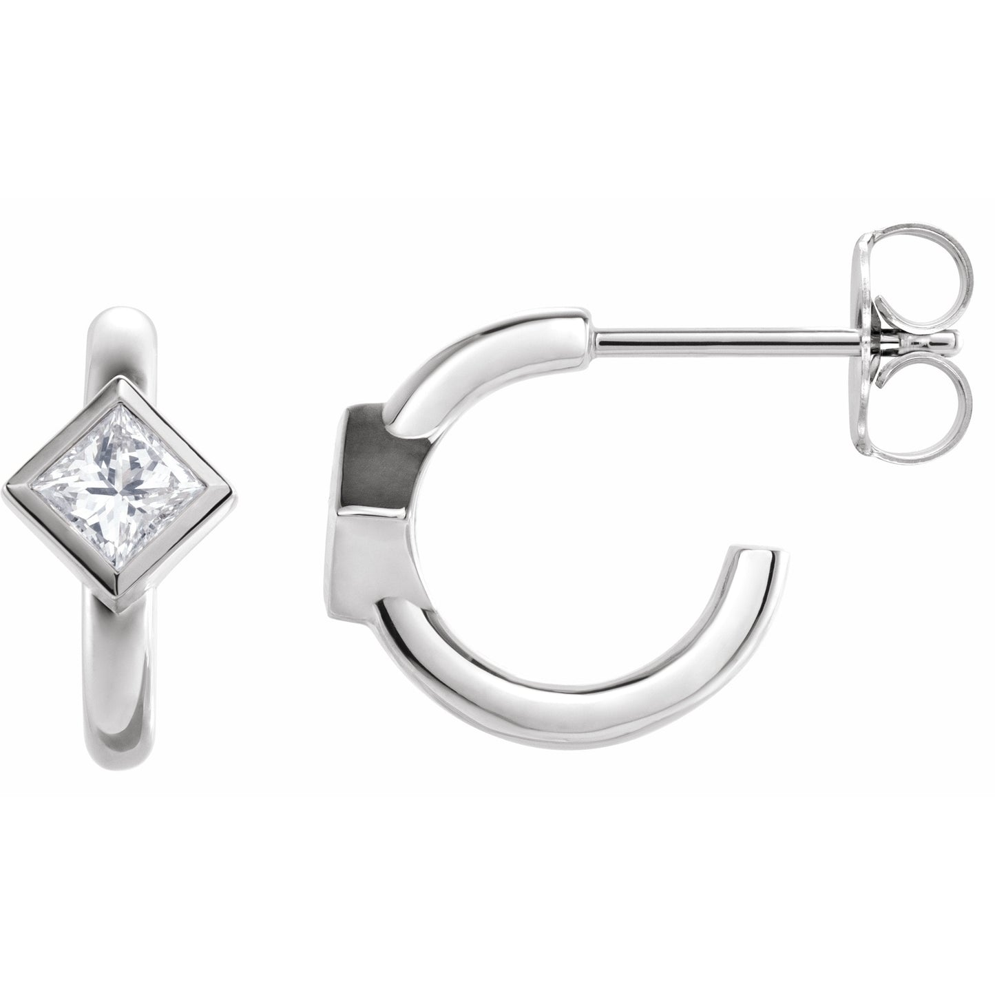 14K White 1/3 CTW Diamond Hoop Earrings
