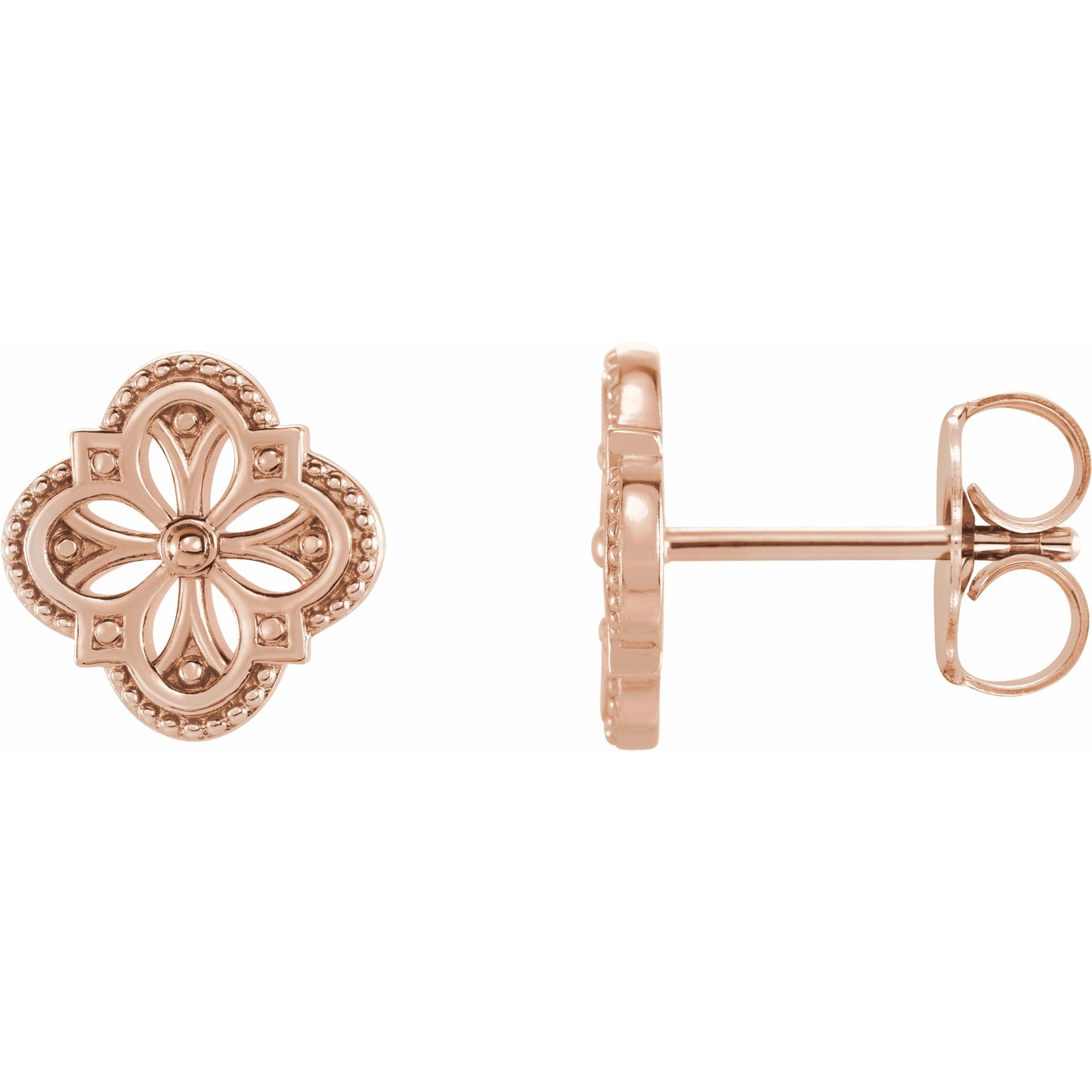 14K Rose Vintage-Inspired Clover Earrings