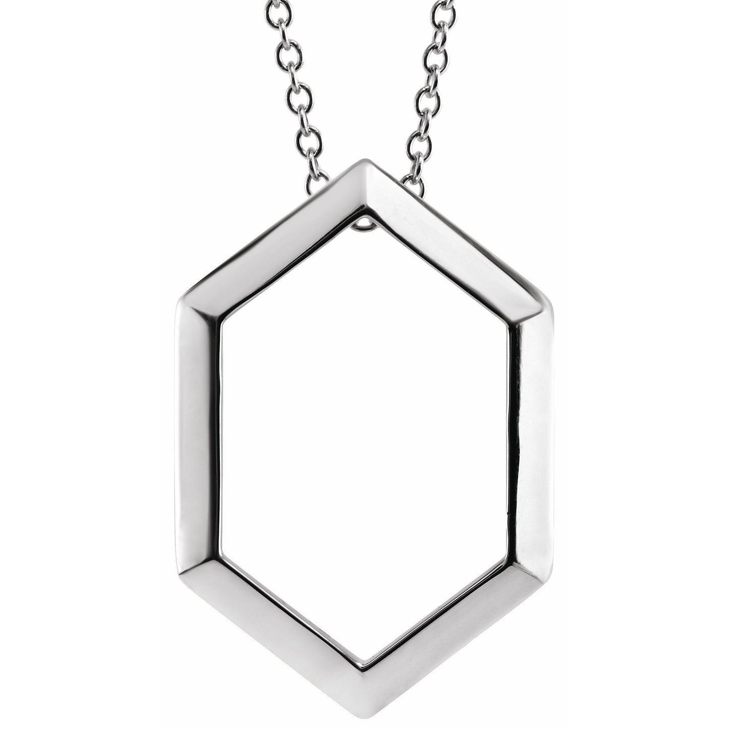 14K White Geometric 16-18 Necklace
