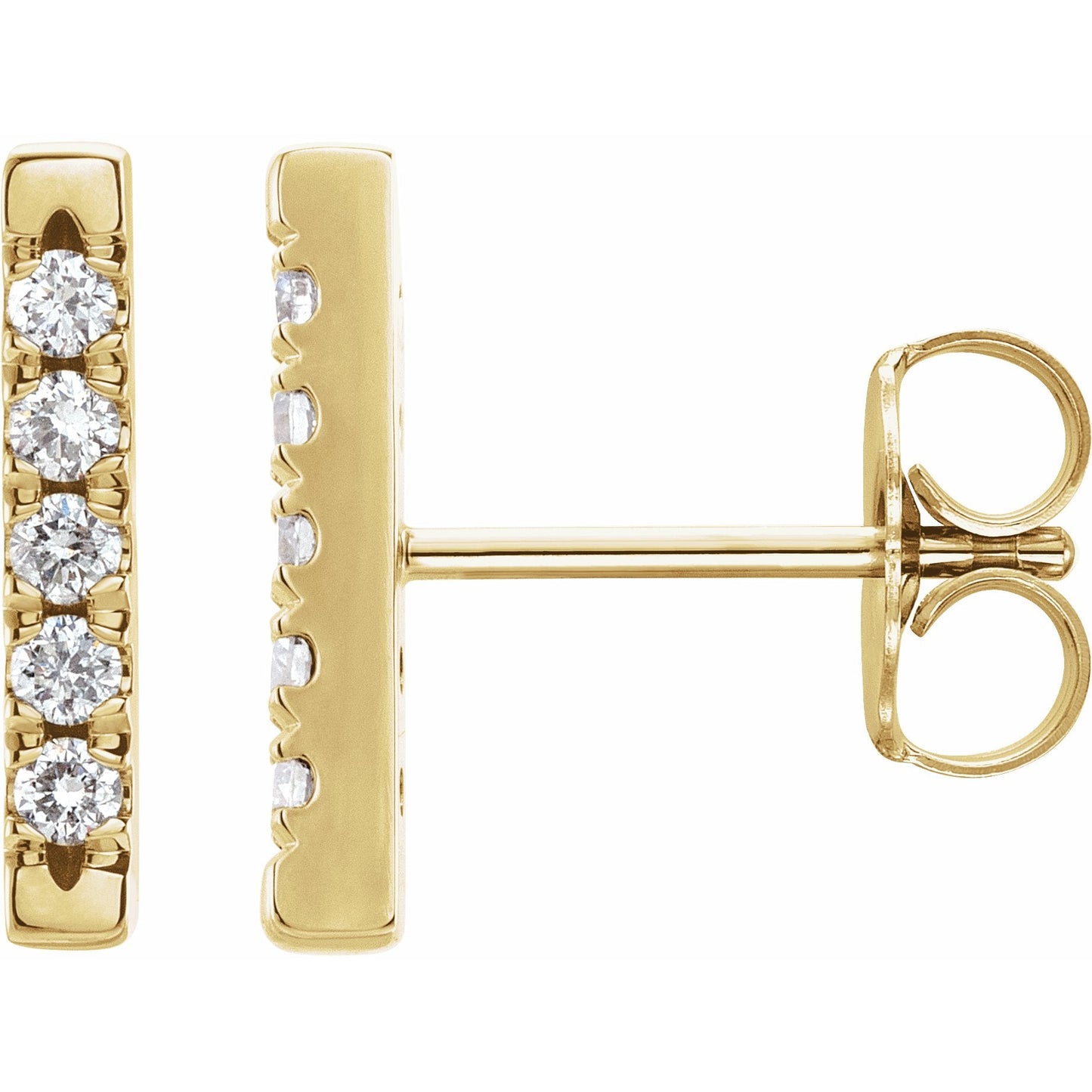 14K Yellow 1/8 CTW Diamond French-Set Bar Earrings
