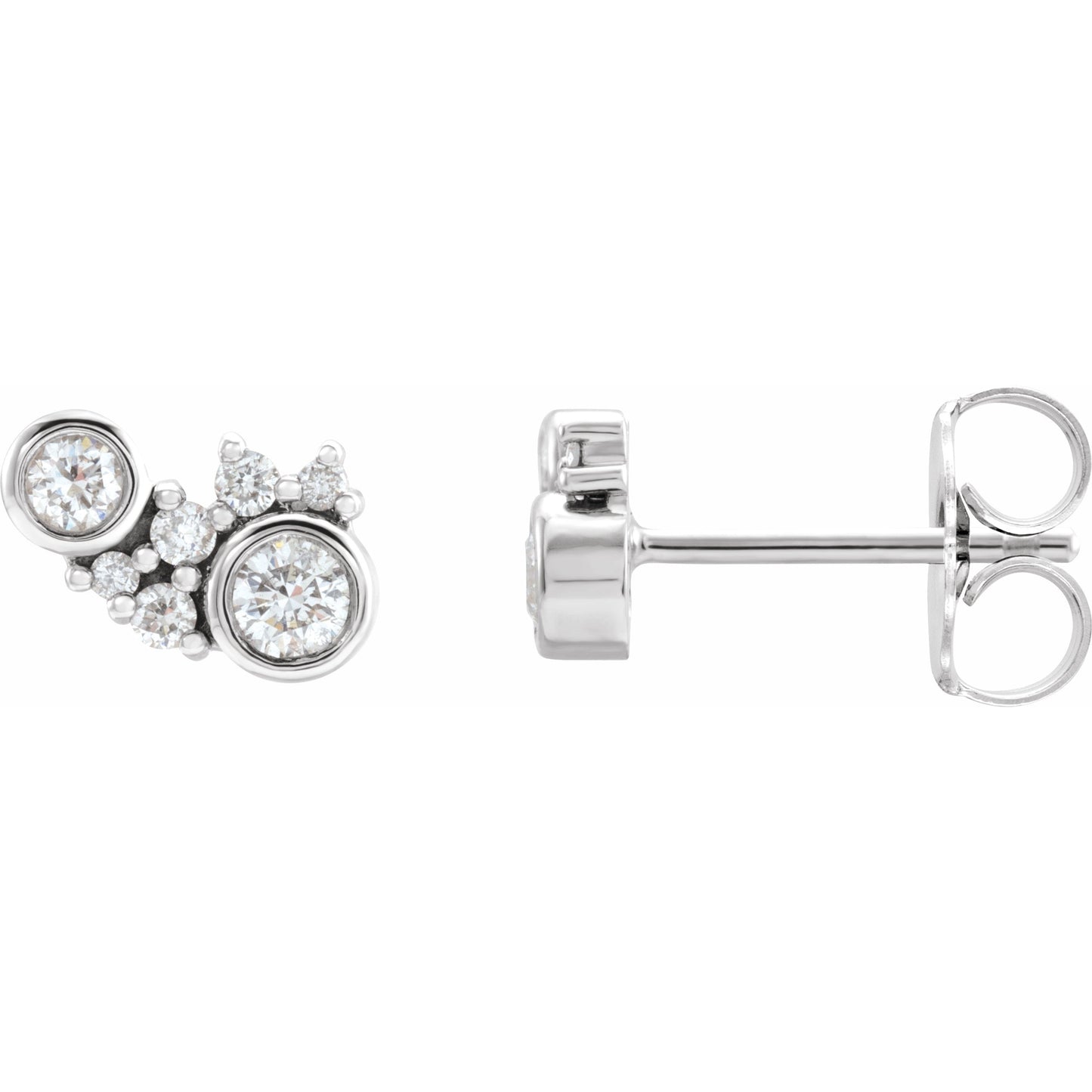 14K White 1/4 CTW Diamond Scattered Bezel-Set Earrings