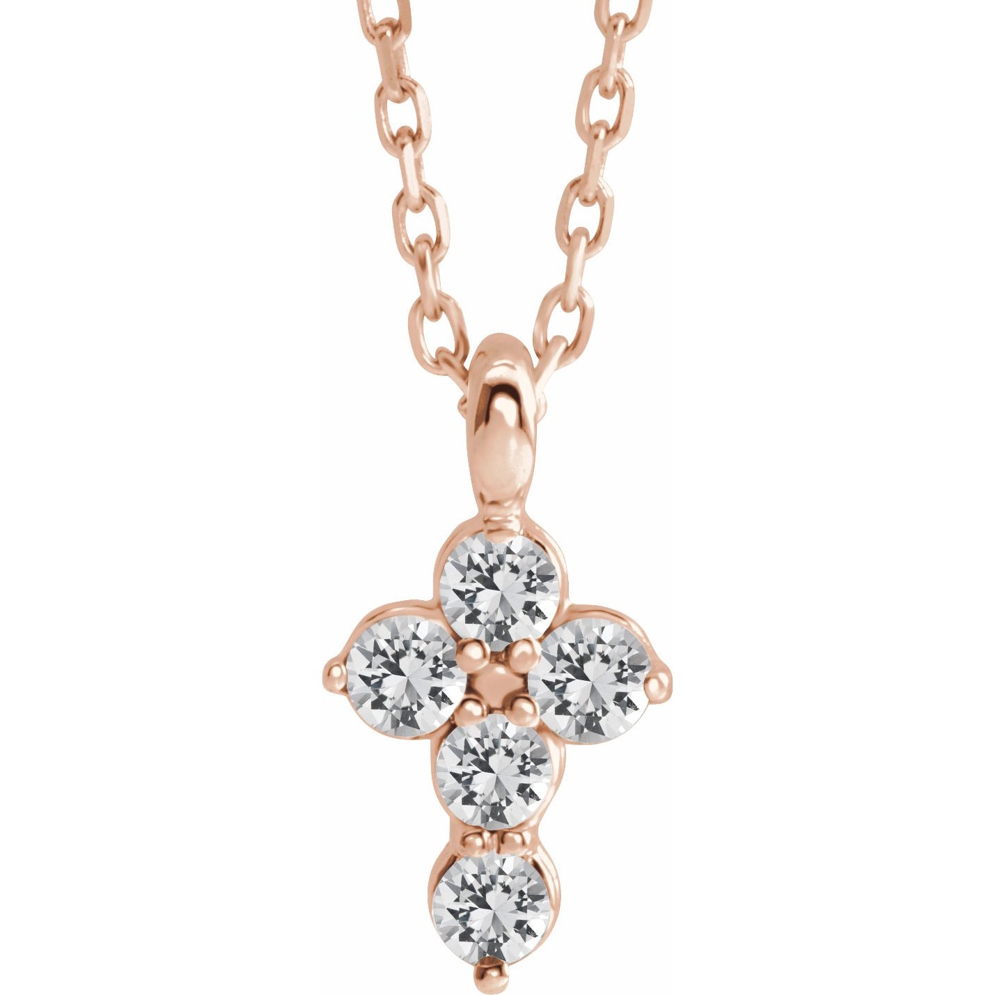 14K Rose Sapphire Cross 16-18 Necklace