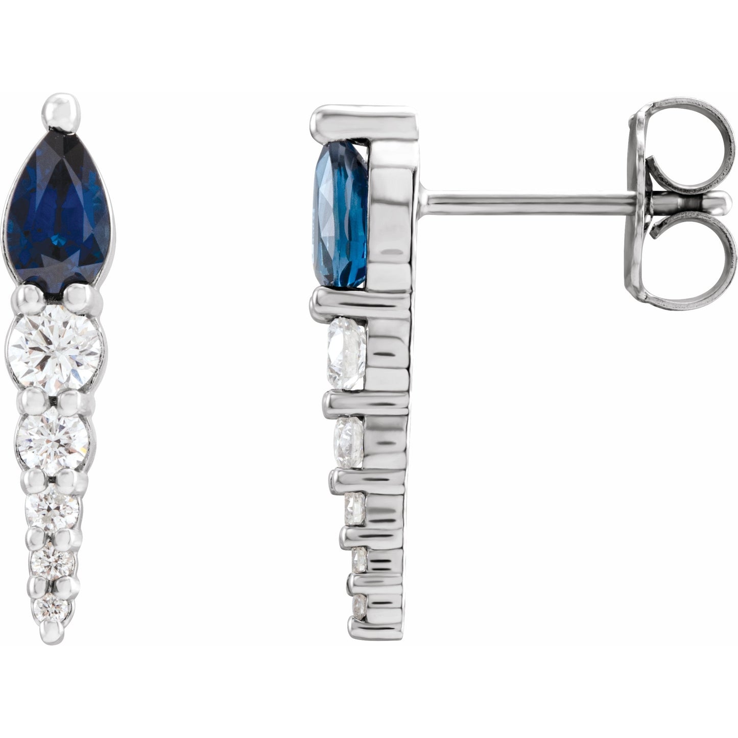 14K White Blue Sapphire & 1/4 CTW Diamond Earrings