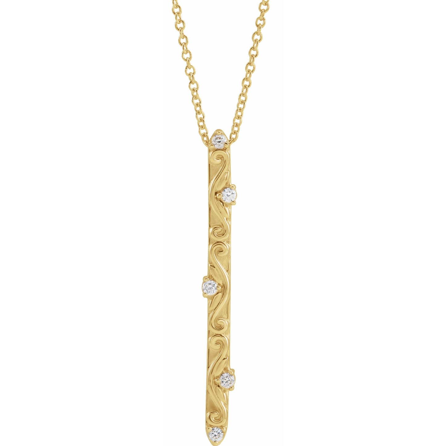 14K Yellow .07 CTW Diamond Vintage-Inspired 16-18 Necklace