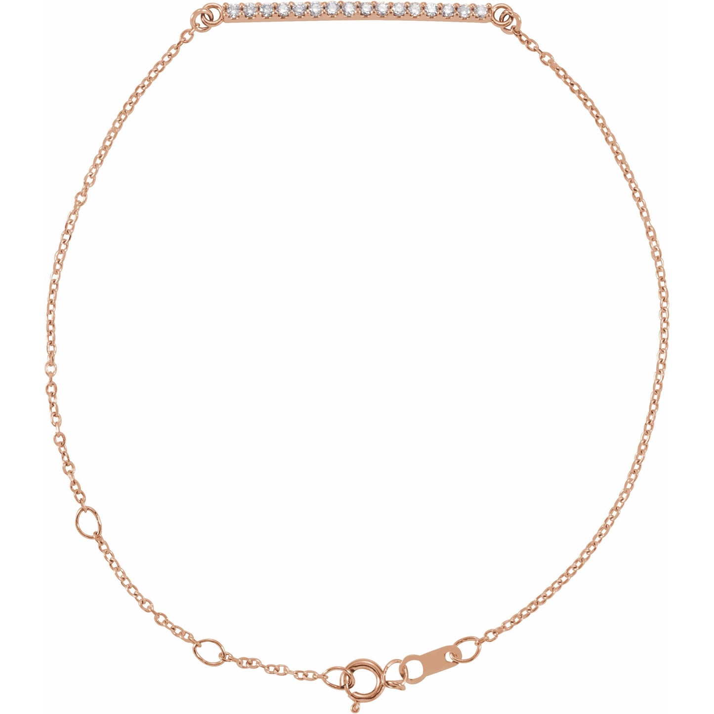 14K Rose .07 CTW Diamond Bar 6 1/2-71/2 Bracelet