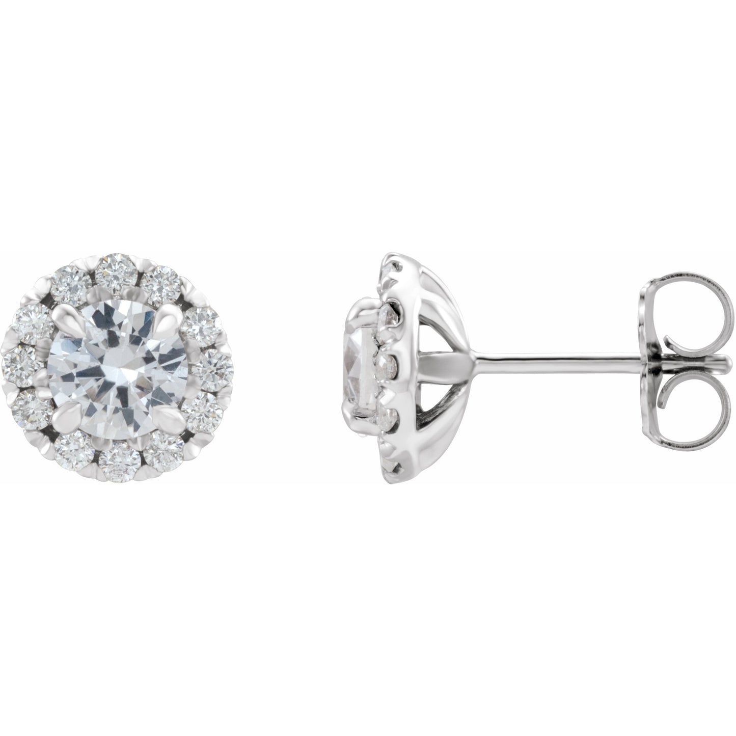 14K White Sapphire & 1/5 CTW Diamond Earrings