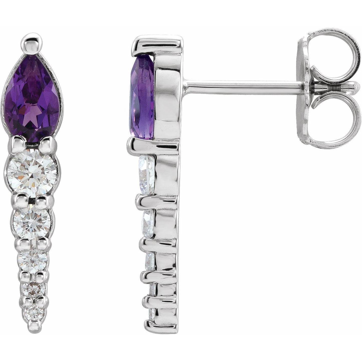 14K White Amethyst & 1/4 CTW Diamond Earrings