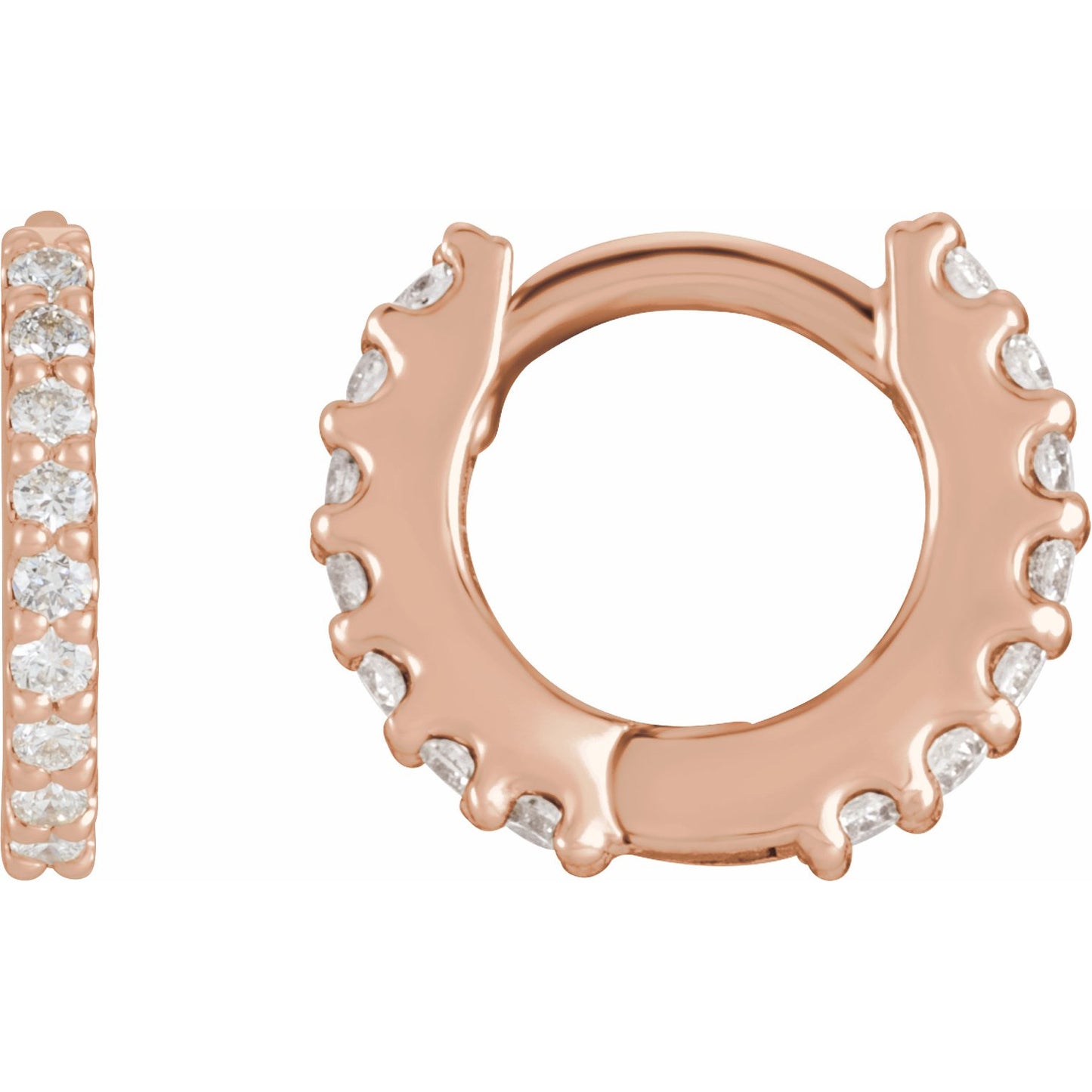 14K Rose 1/4 CTW Diamond 10.32 mm Huggies