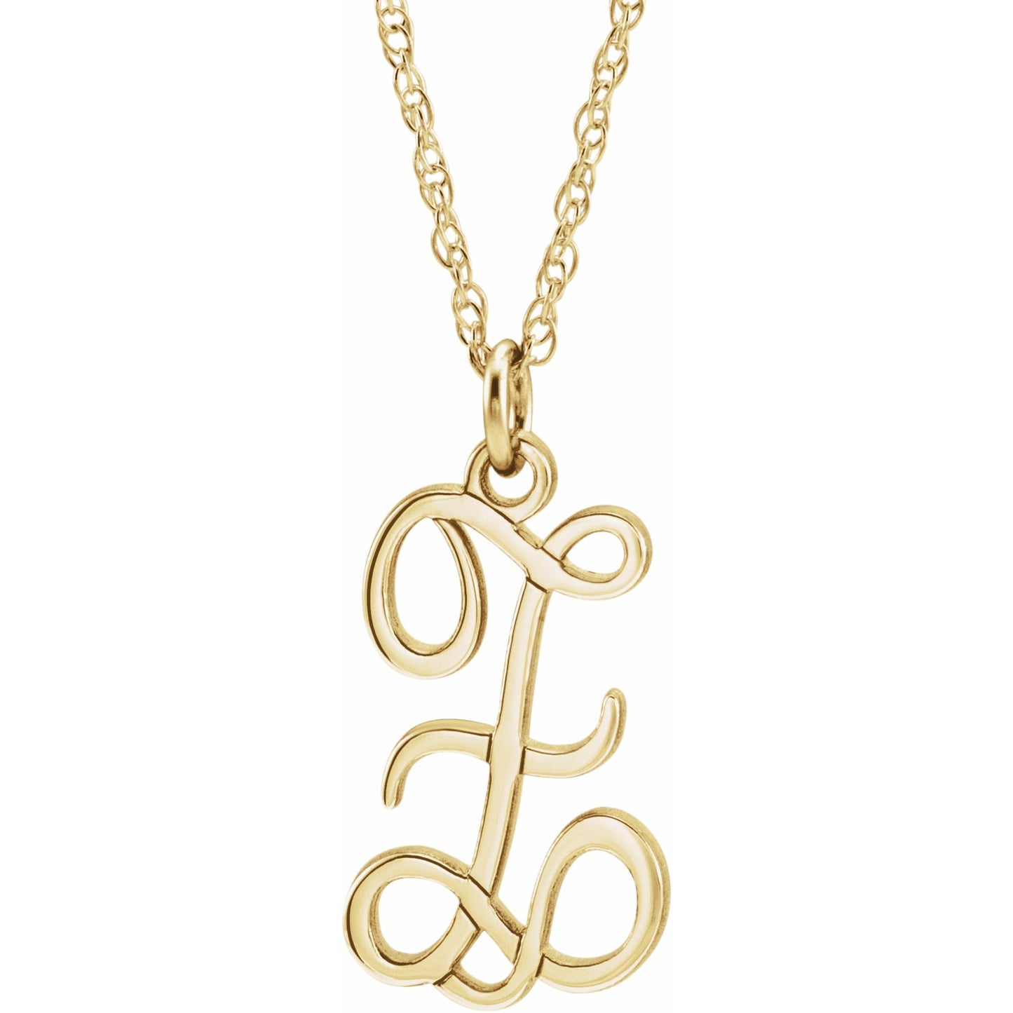 14K Yellow Script Initial Z 16-18 Necklace