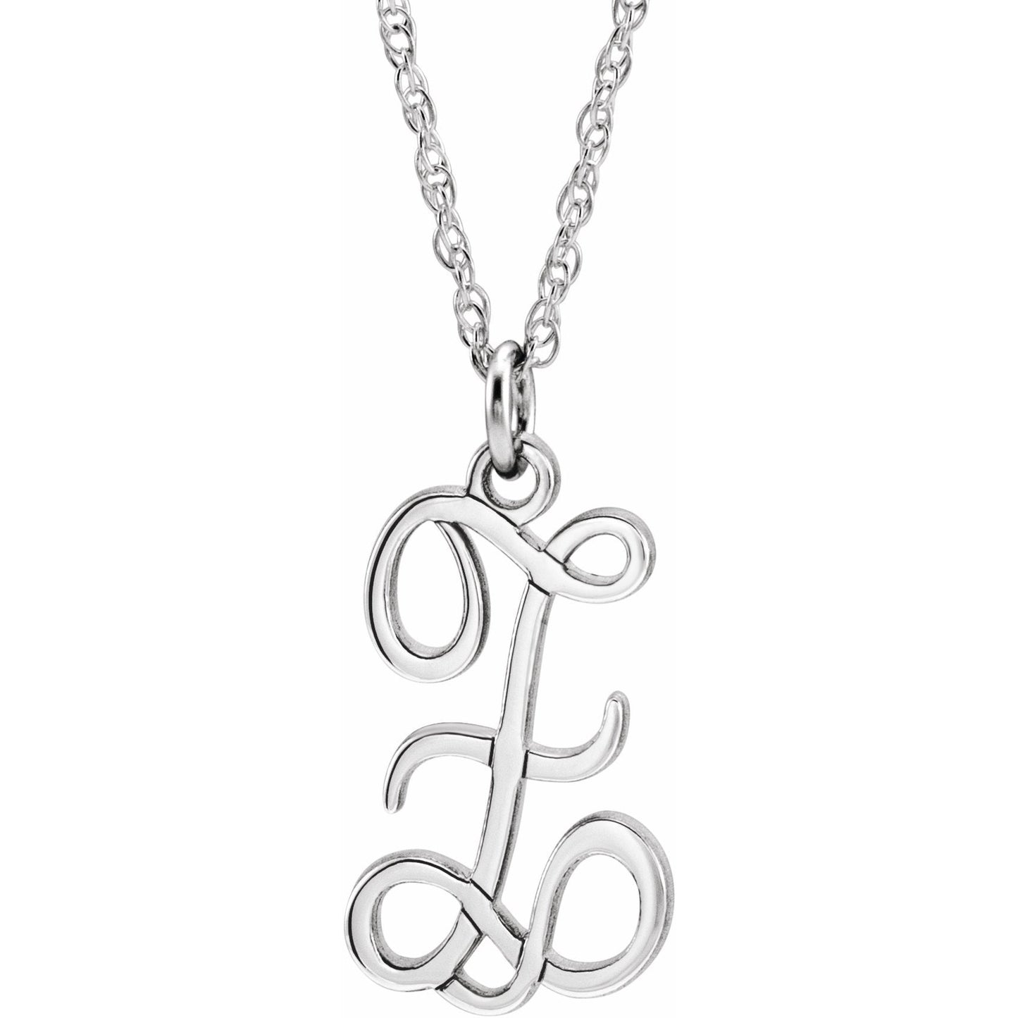 14K White Script Initial Z 16-18 Necklace