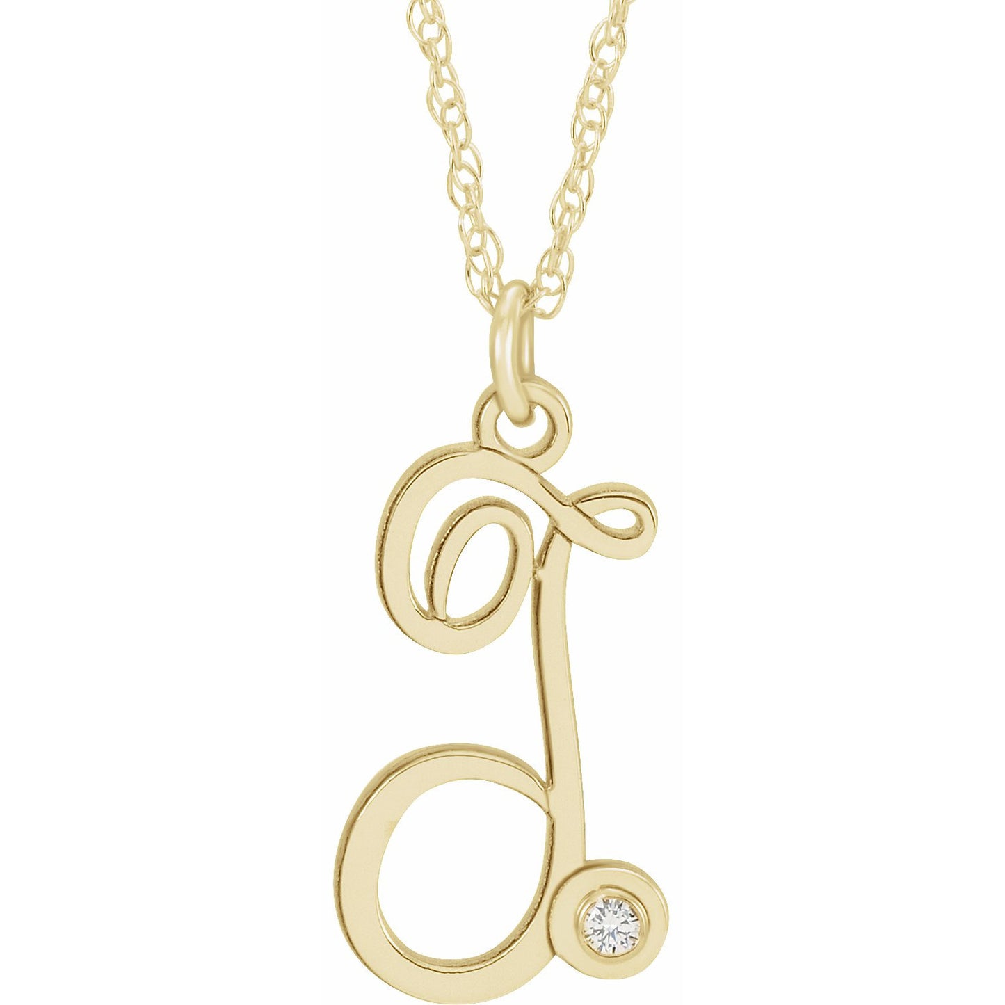 14K Yellow Gold-Plated .02 CT Diamond Script Initial T 16-18 Necklace
