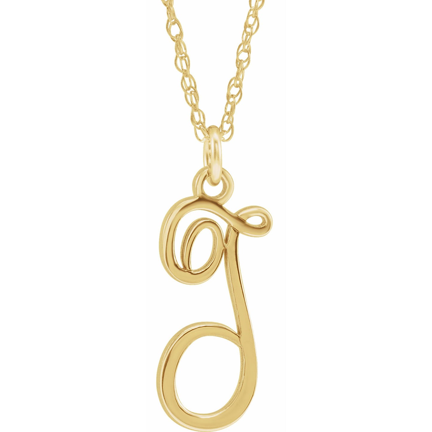 14K Yellow Script Initial T 16-18 Necklace