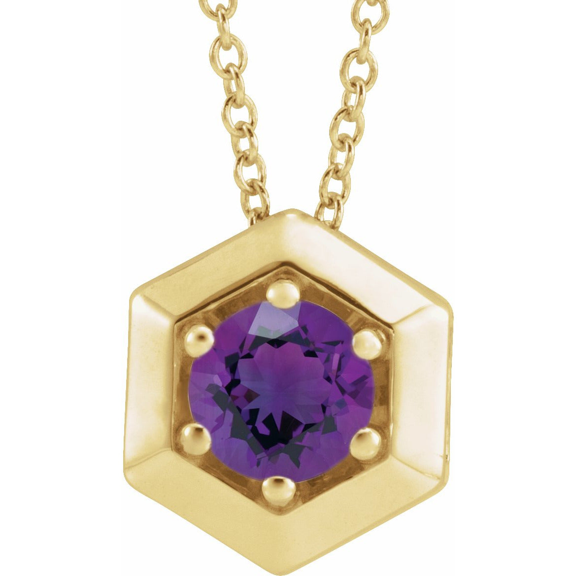 14K Yellow Amethyst Geometric 16-18 Necklace