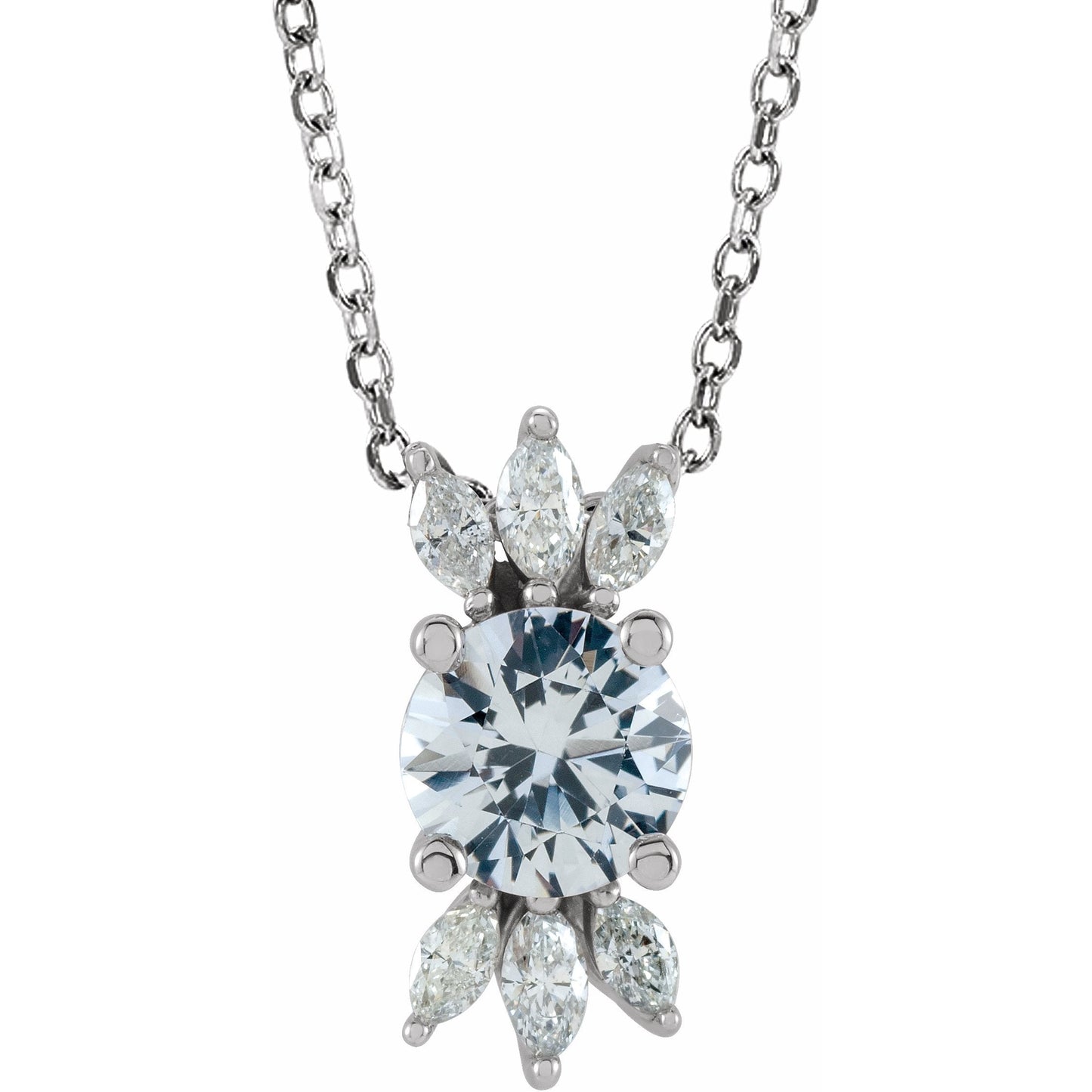 14K White Sapphire & 1/5 CTW Diamond 16-18 Necklace