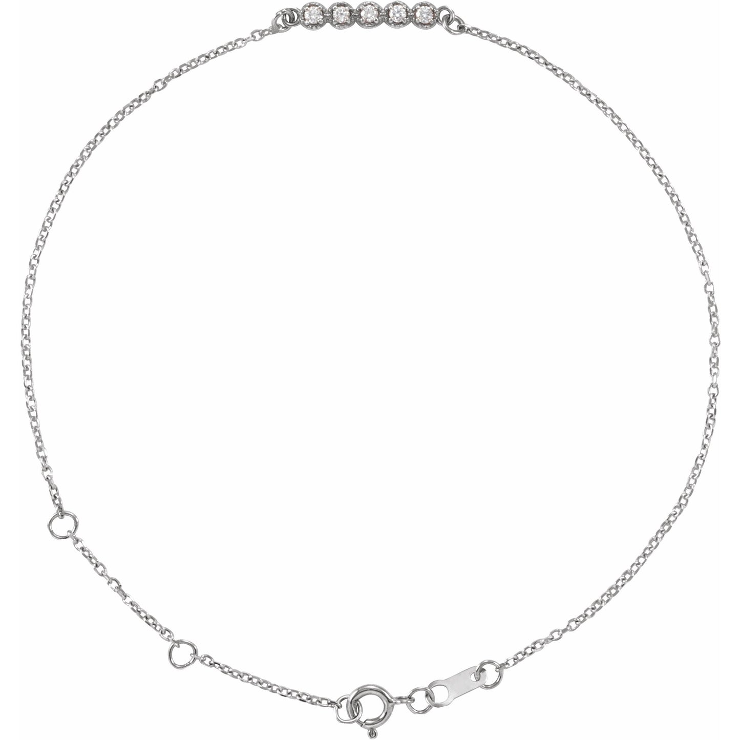 14K White.07 CTW Diamond Bar 6 1/2-7 1/2 Bracelet