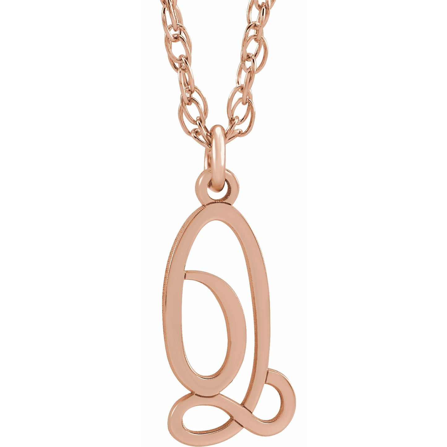 14K Rose Script Initial Q 16-18 Necklace
