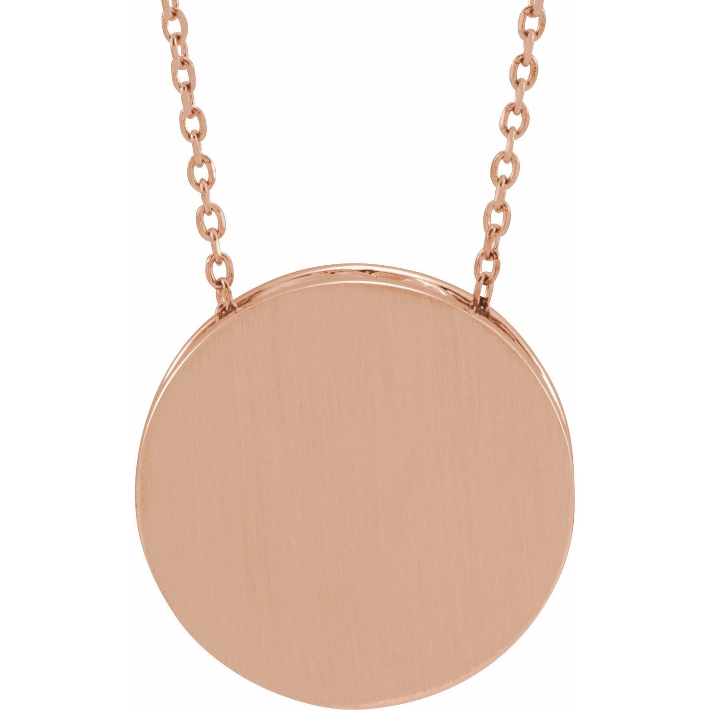 14K Rose 17 mm Engravable Scroll Disc 16-18 Necklace