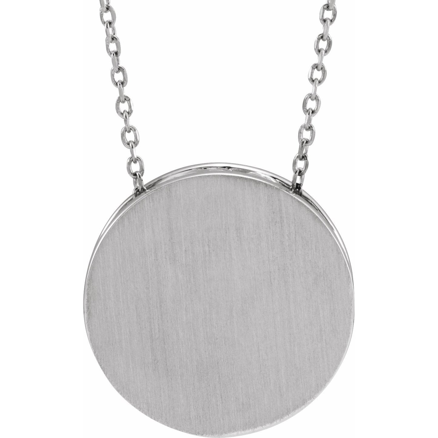 14K White 17 mm Scroll Disc 16-18 Necklace