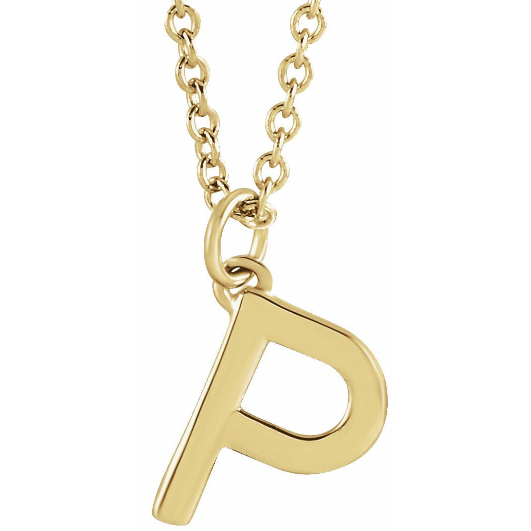14K Yellow Initial P Dangle 18 Necklace