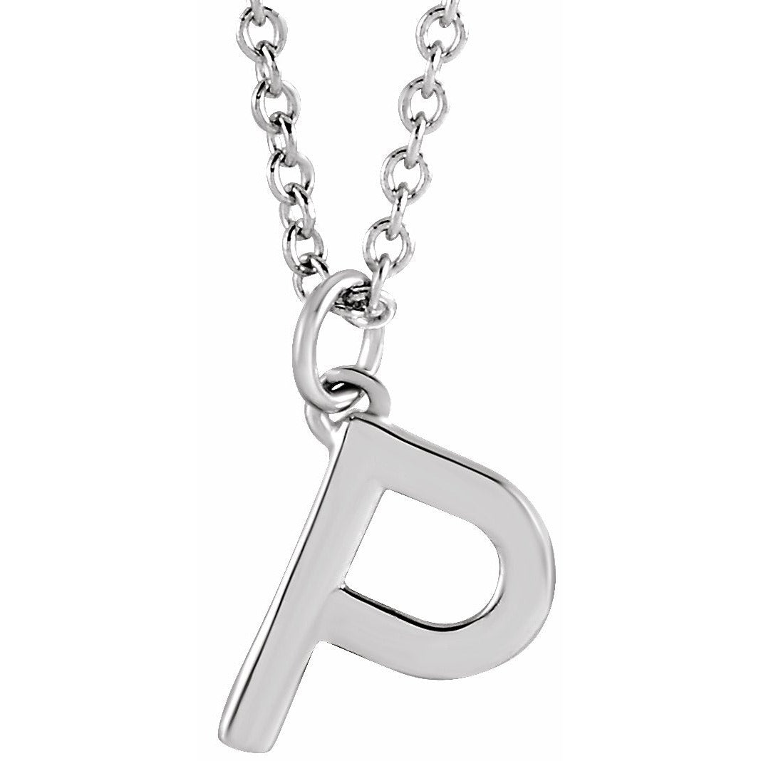 14K White Initial P Dangle 18 Necklace