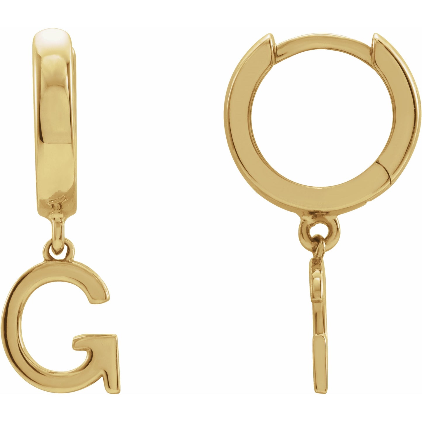 14K Yellow Single Initial G Huggie