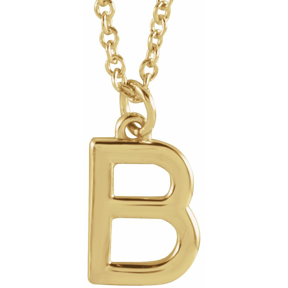 14K Yellow Initial B Dangle 16 Necklace