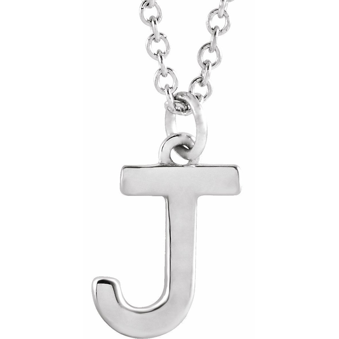 14K White Initial J Dangle 18 Necklace