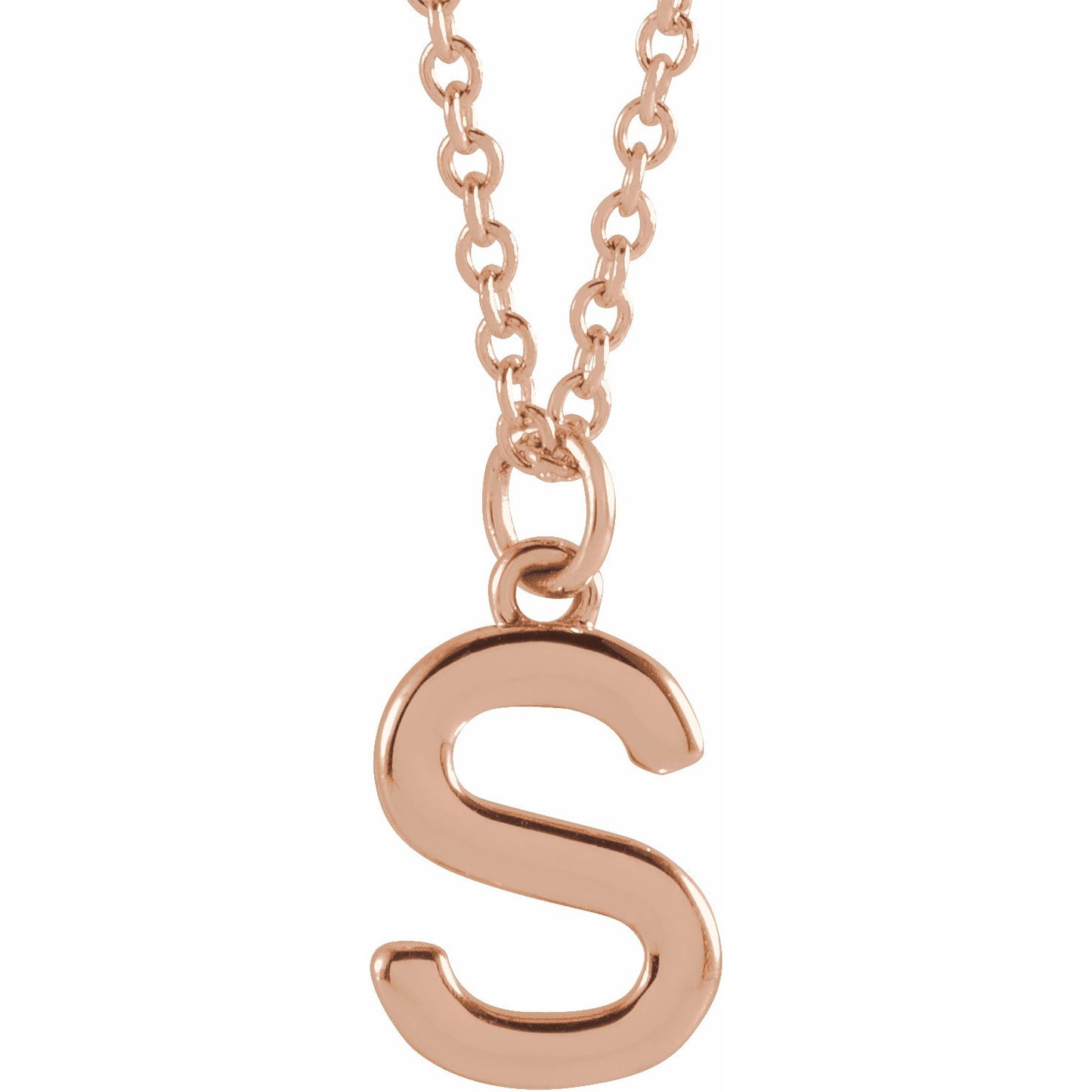 14K Rose Initial S Dangle 16 Necklace