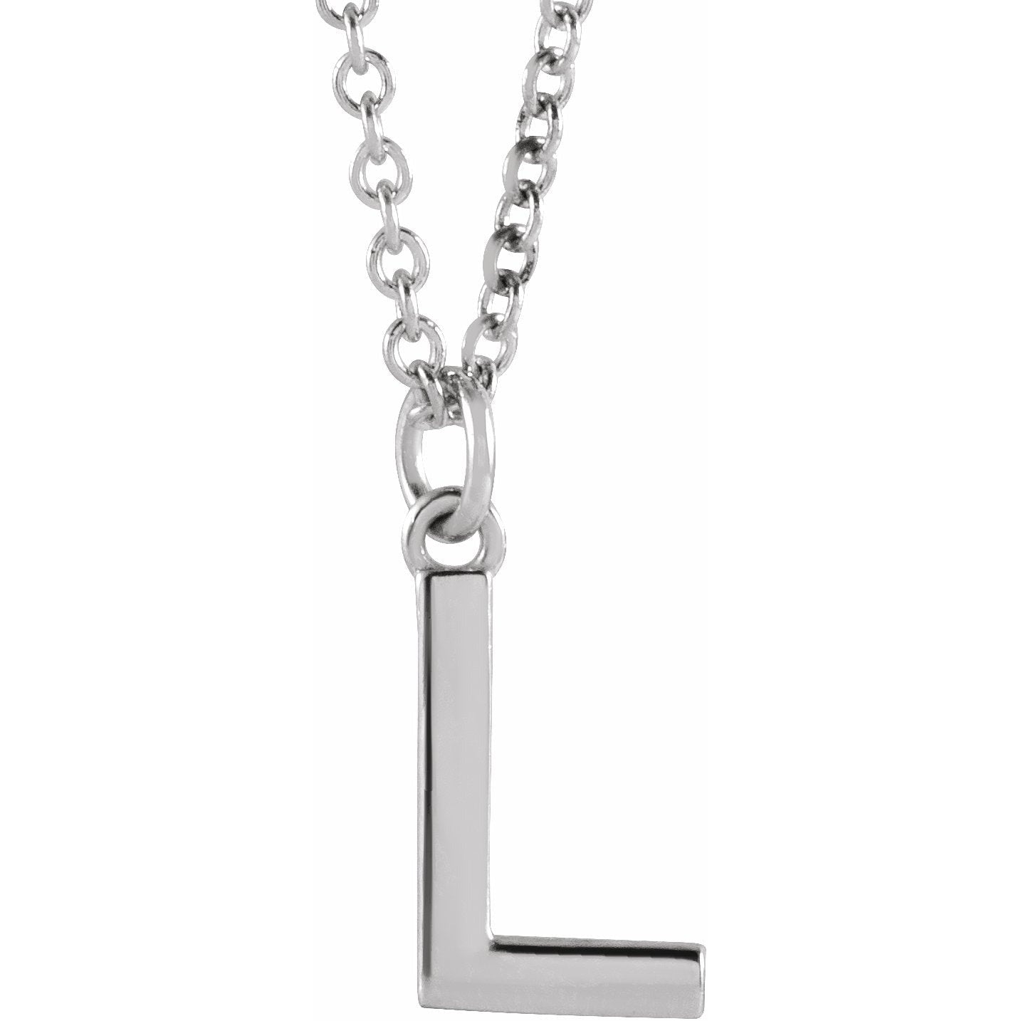 14K White Initial L Dangle 16 Necklace