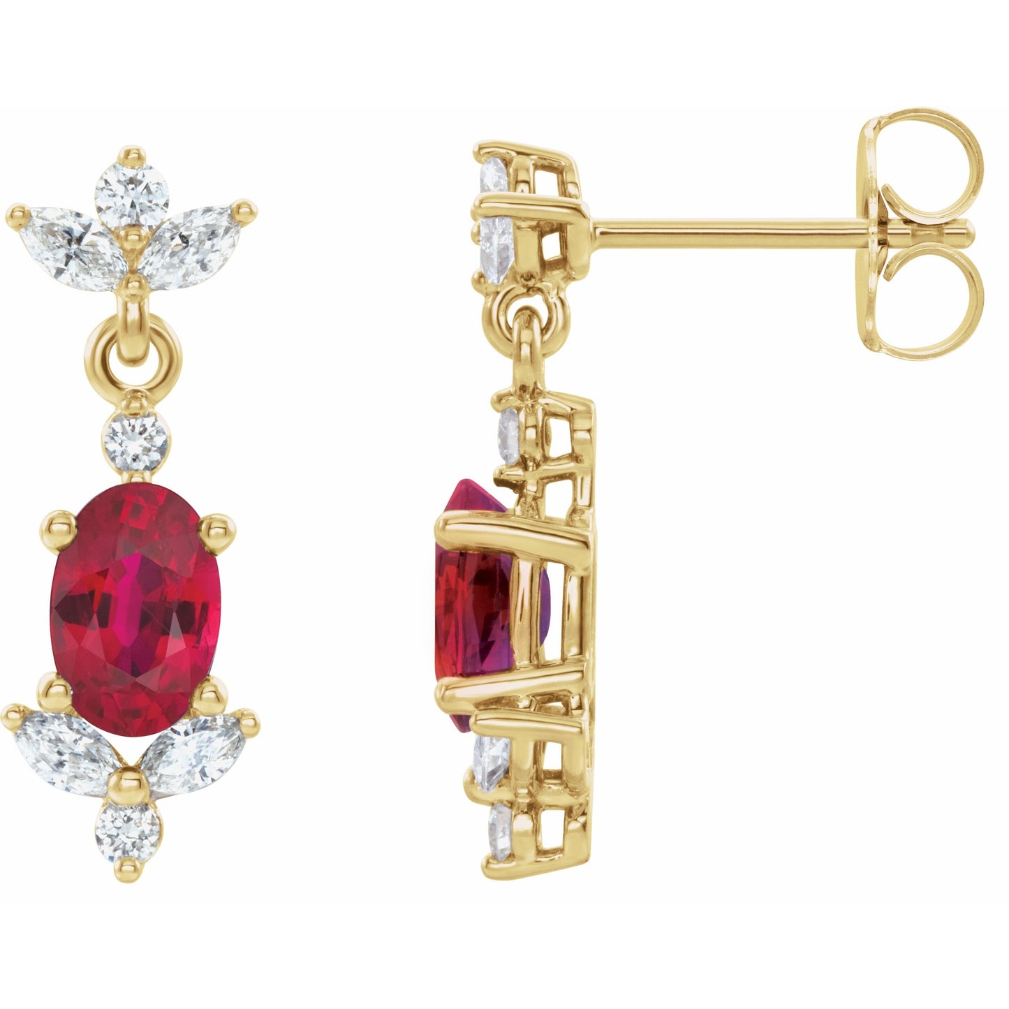 14K Yellow Ruby & 1/3 CTW Diamond Earrings