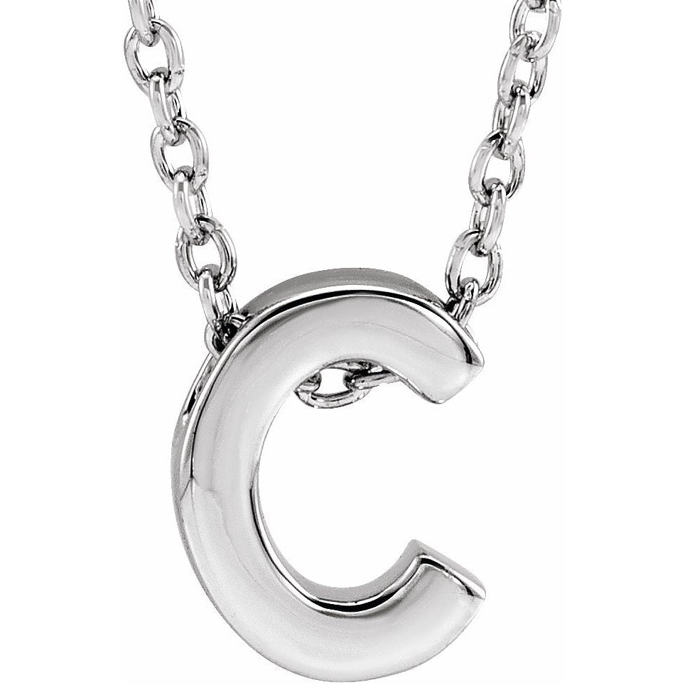 14K White Initial C Slide Pendant 16-18 Necklace