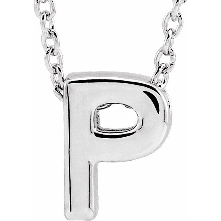 14K White Initial P Slide Pendant 16-18 Necklace