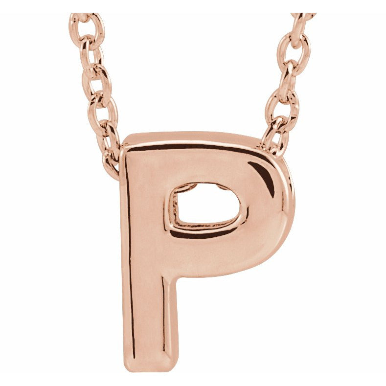 14K Rose Initial P Slide Pendant 16-18 Necklace