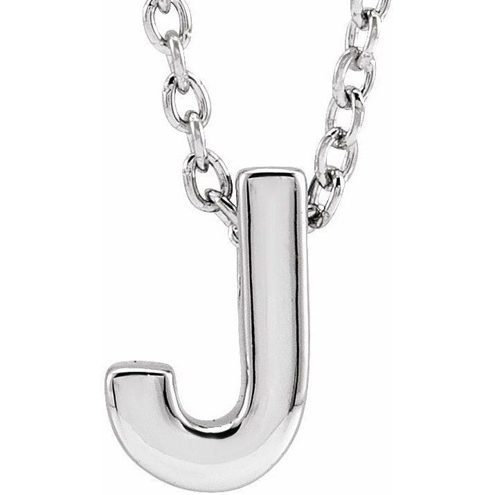14K White Initial J Slide Pendant 16-18 Necklace