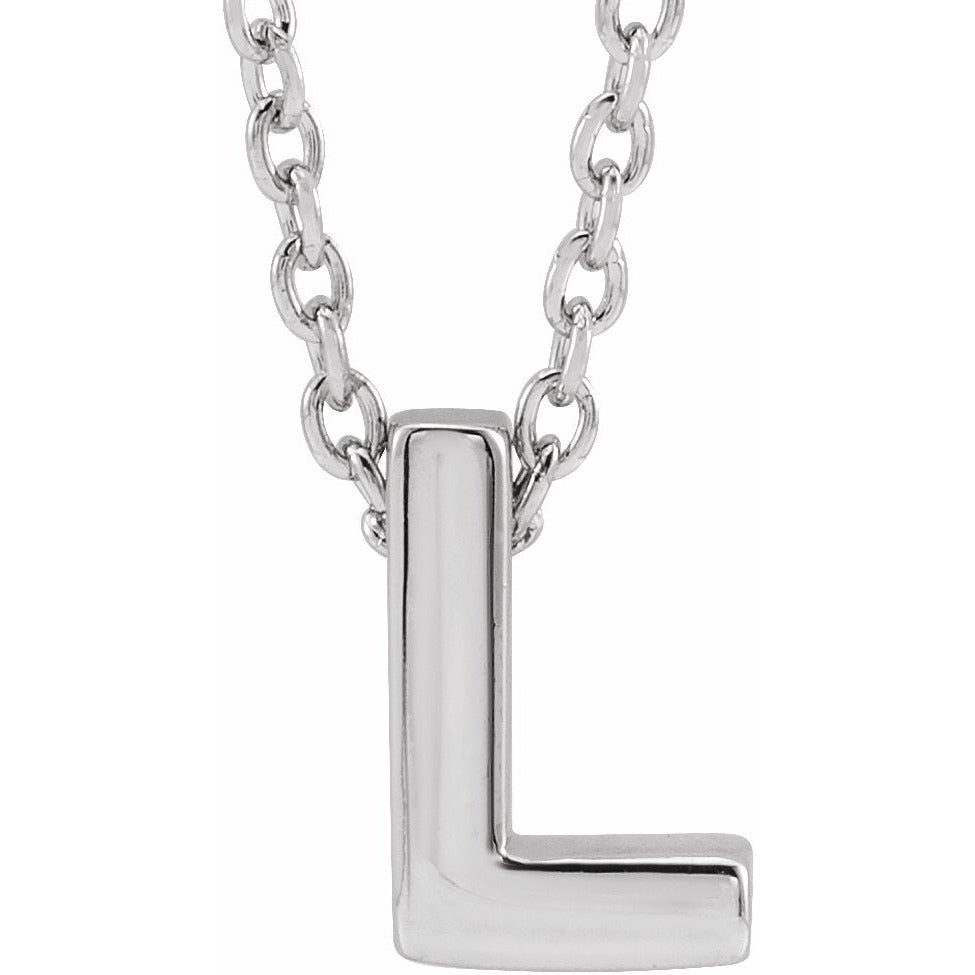 14K White Initial L Slide Pendant 16-18 Necklace