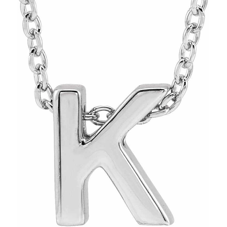 14K White Initial K Slide Pendant 16-18 Necklace