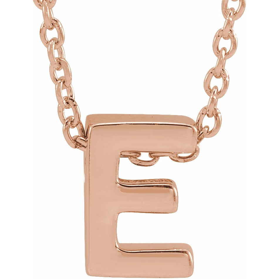 14K Rose Initial E Slide Pendant 16-18 Necklace