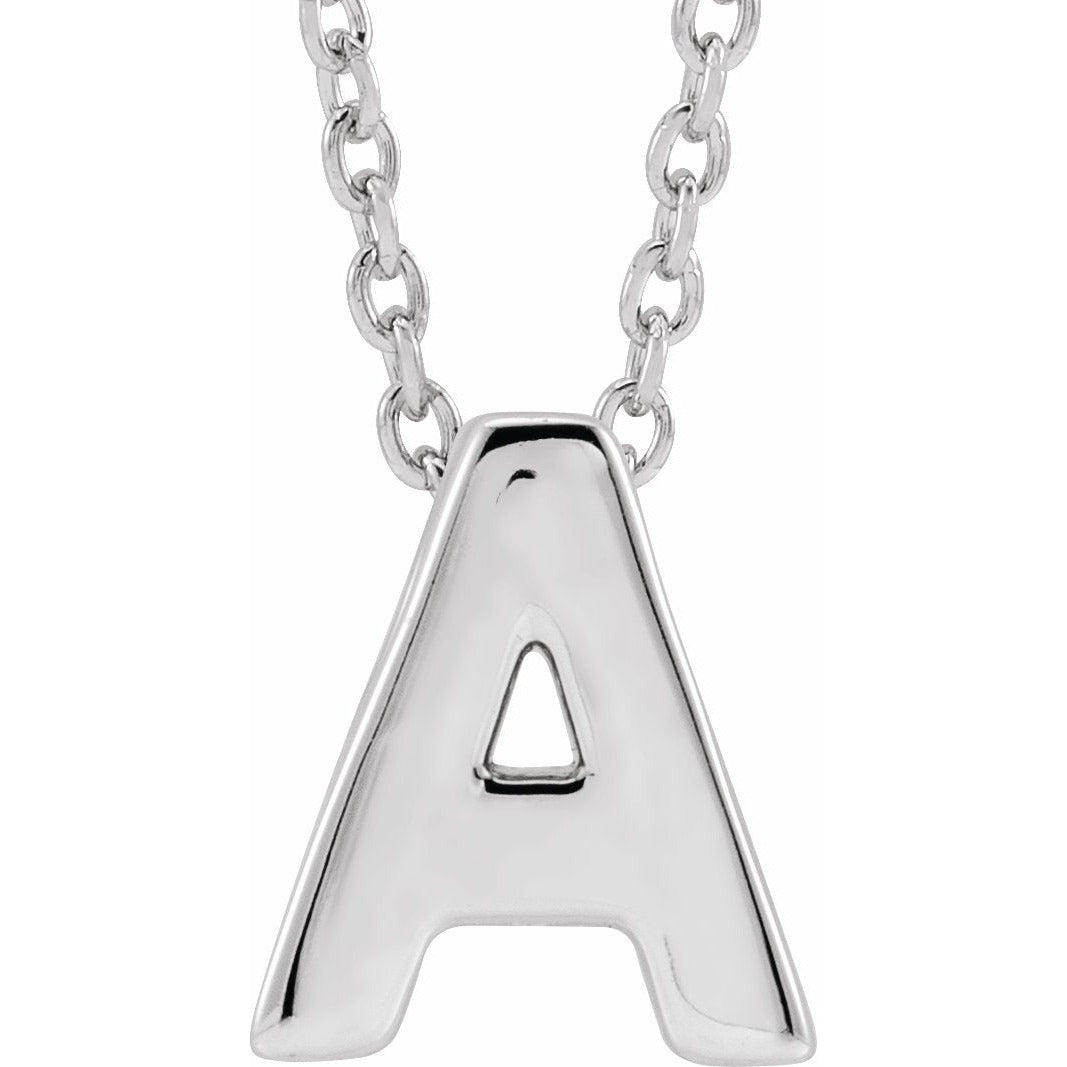 14K White Initial A Slide Pendant 16-18 Necklace