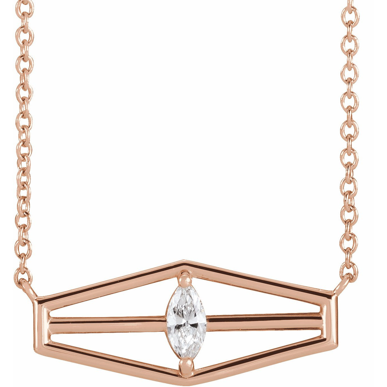 14K Rose 1/6 CT Diamond Geometric 18 Necklace