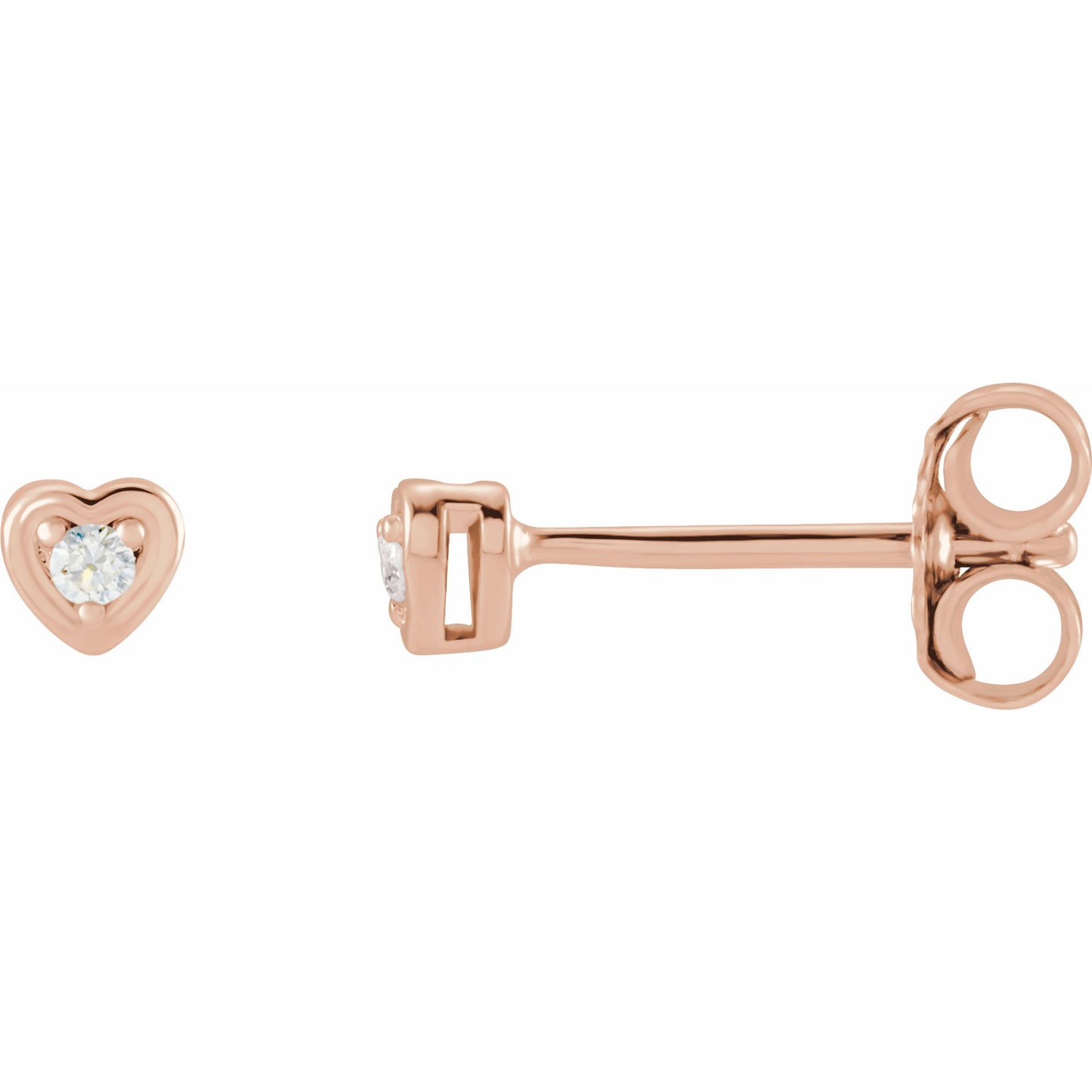 14K Rose .03 CTW Diamond Youth Heart Earrings