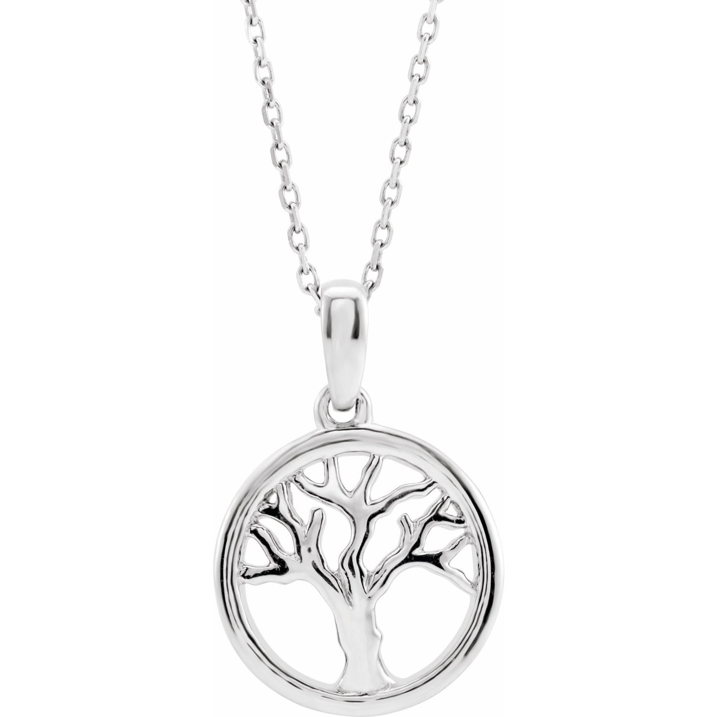 14K White Tree of Life 16-18 Necklace