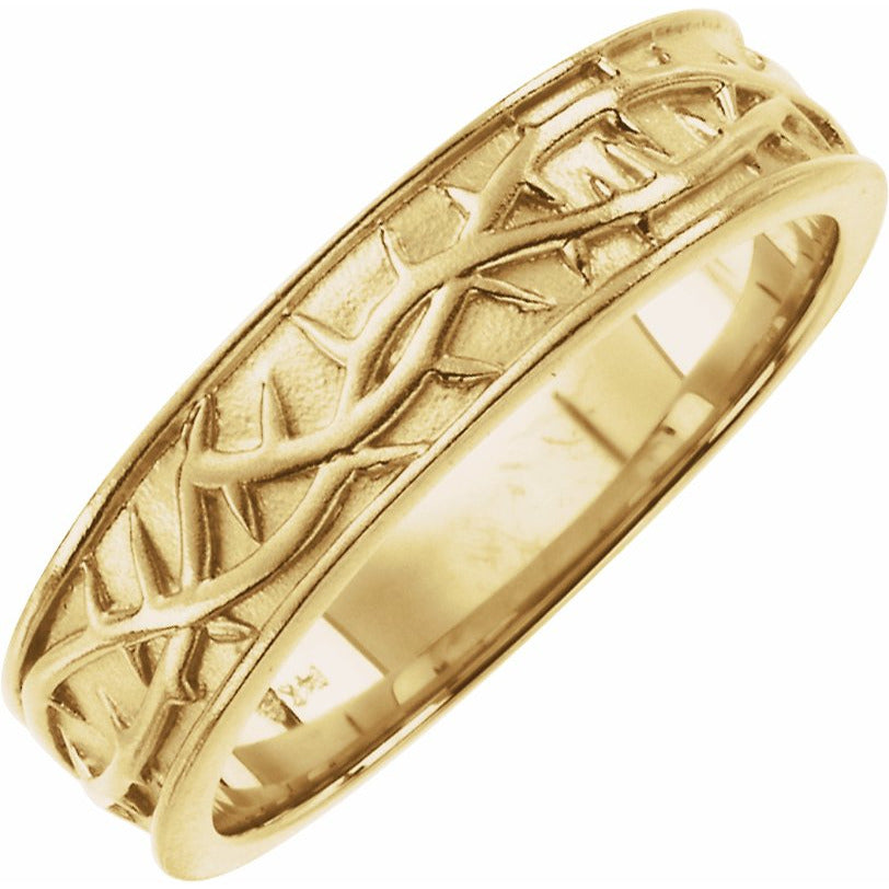 10K Yellow 6 mm Thorn Design Band Size 10
