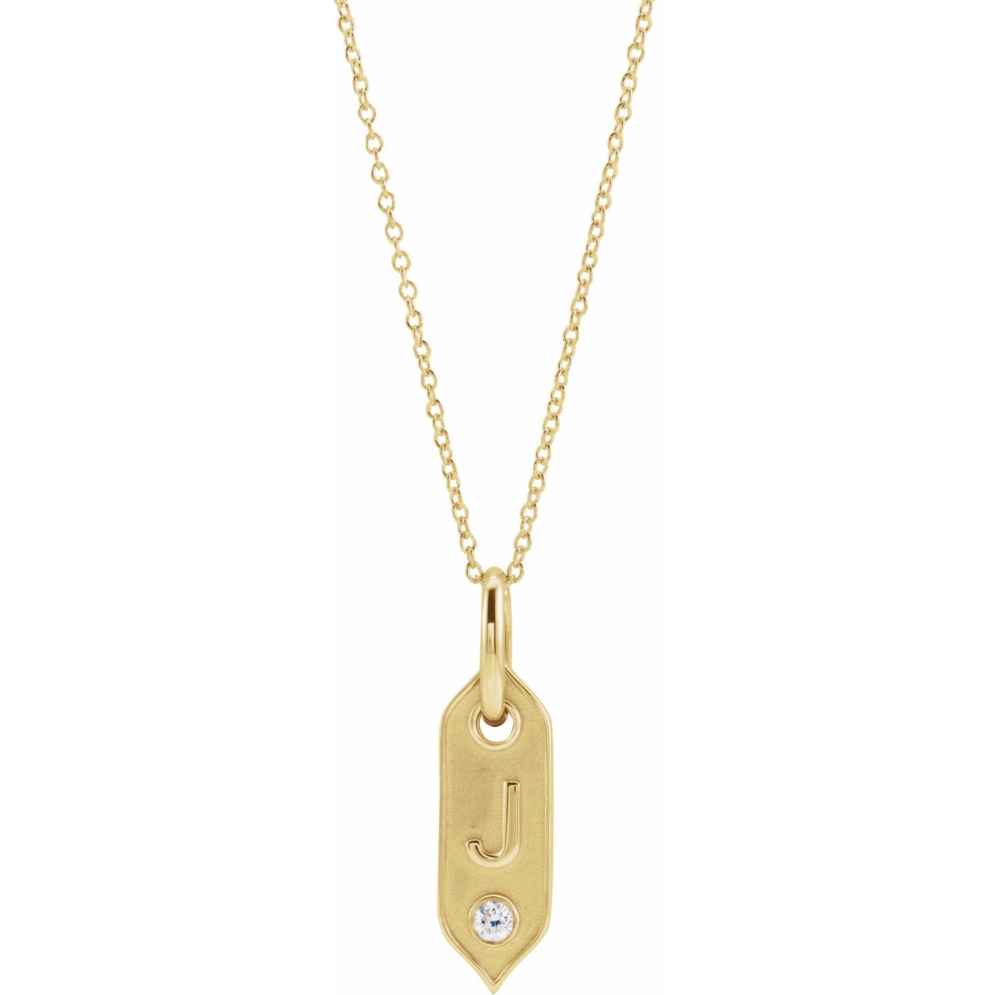 14K Yellow Initial J .05 CT Diamond 16-18 Necklace