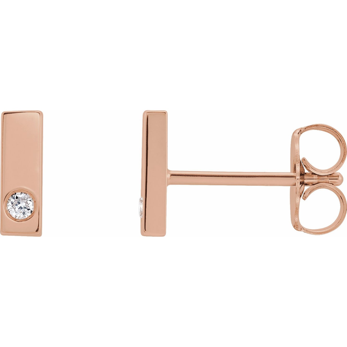 14K Rose .03 CTW Diamond Bar Earring