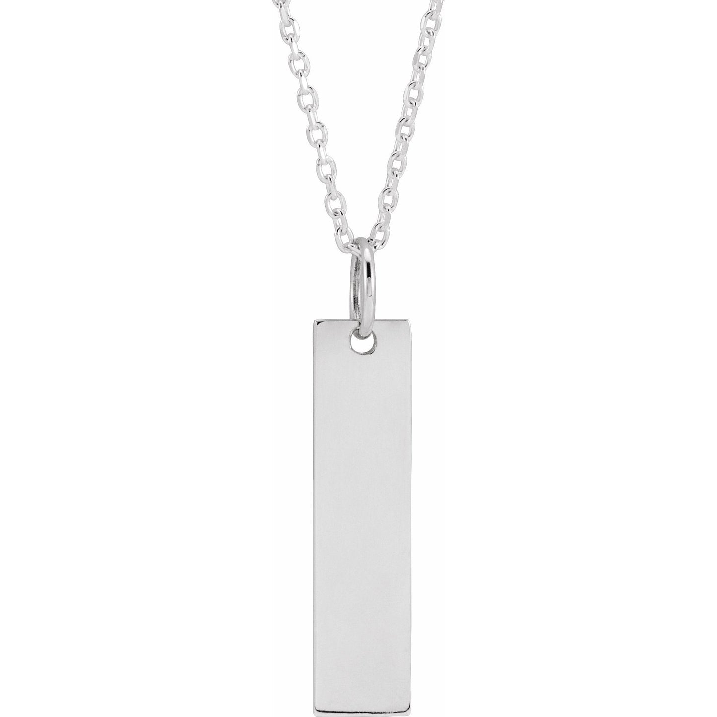 14K White 20x5 mm Engravable Bar 16-18 Necklace
