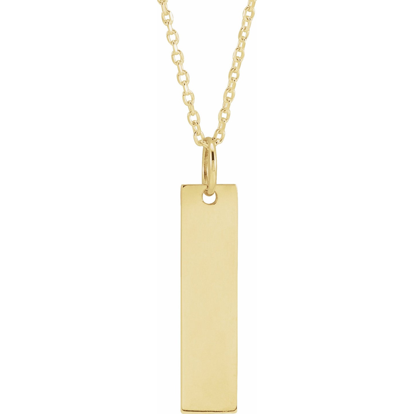 14K Yellow 20x5 mm Engravable Bar 20 Necklace