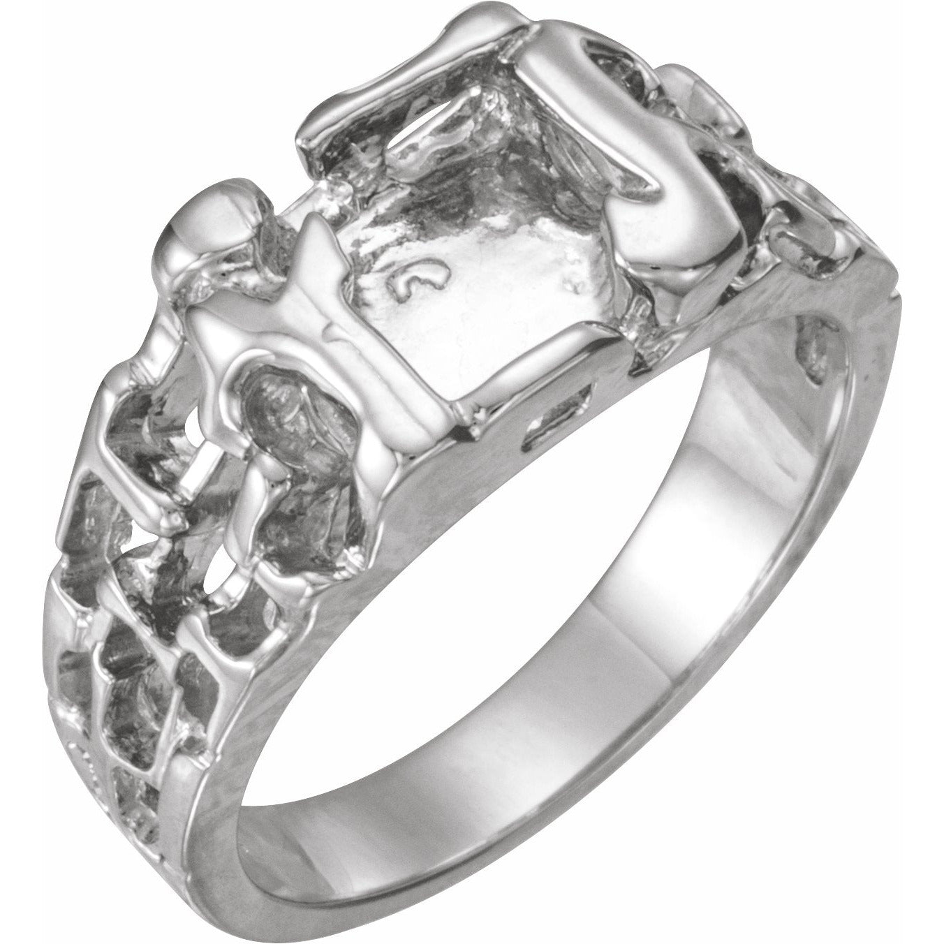 14K White 11 mm Nugget Ring