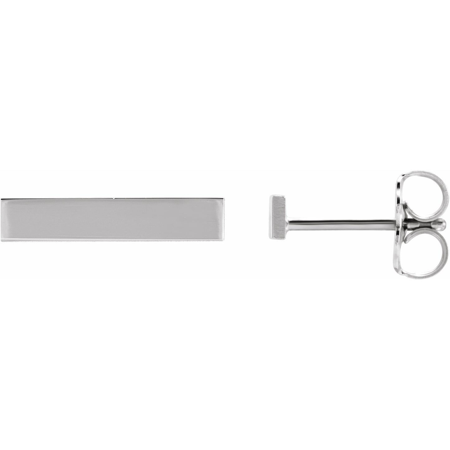 14K White Bar Earring