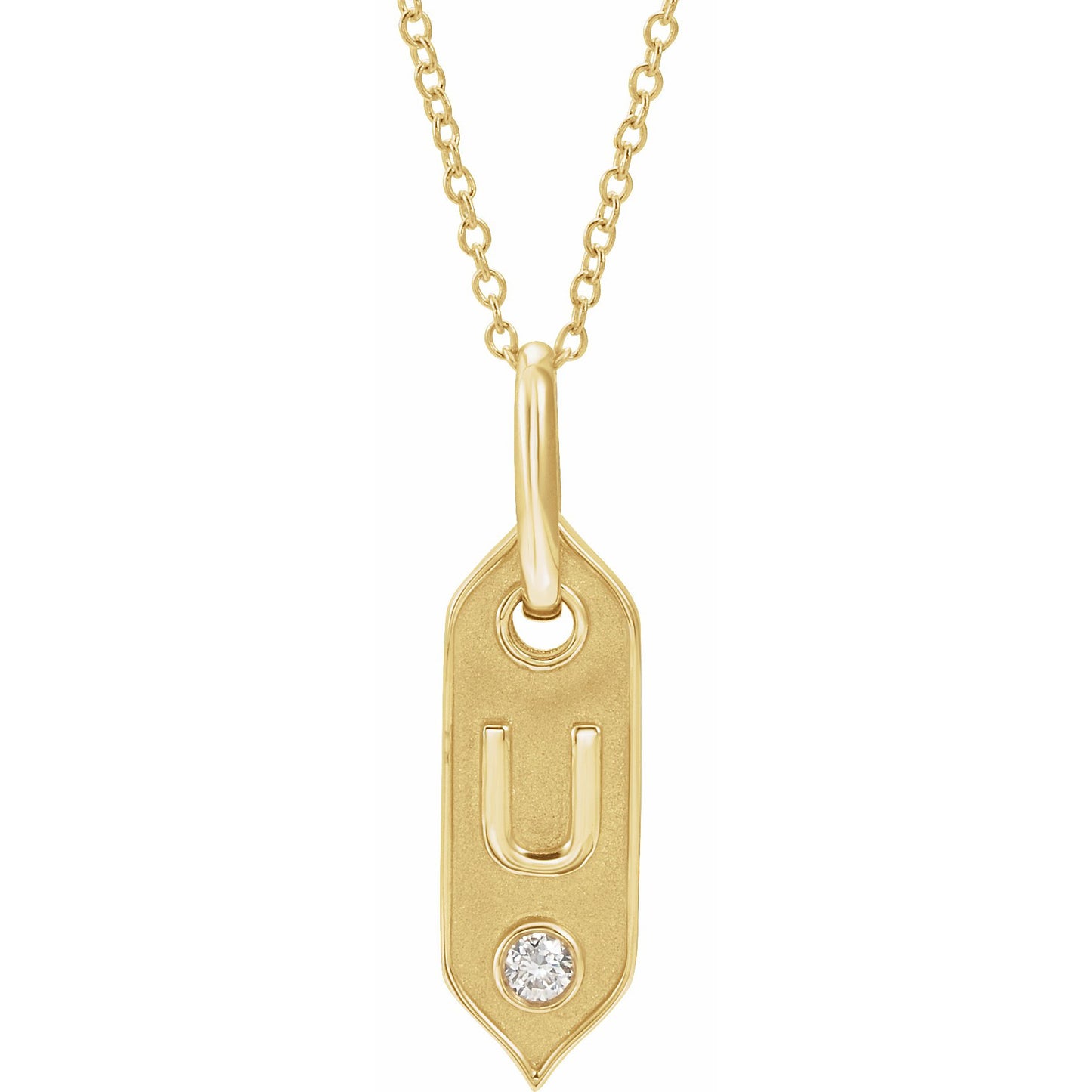 14K Yellow Initial U .05 CT Diamond 16-18 Necklace